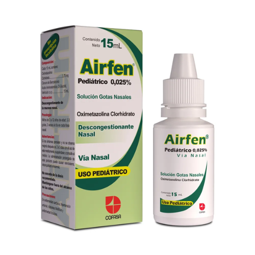 AIRFEN OXIMETAZOLINA 0.025% GOTAS NASAL PED 15ML